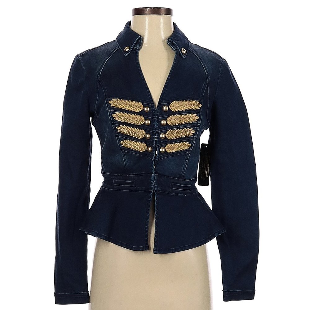 ๐ฅSPECTACULAR๐ฅ Bebe Vintage Denim Band Blazer - Picture 2 of 10